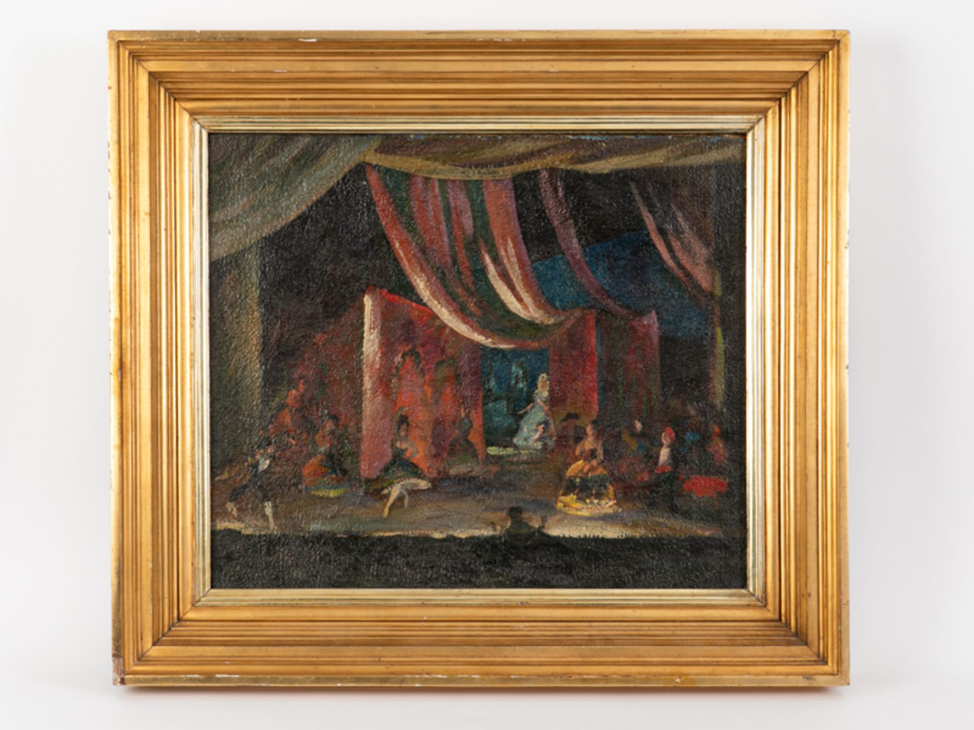 Deutscher Maler ("Richard M.... (?)", 1. Hälfte 20. Jahrhundert). Öl auf (grober) Leinwand, Theater-