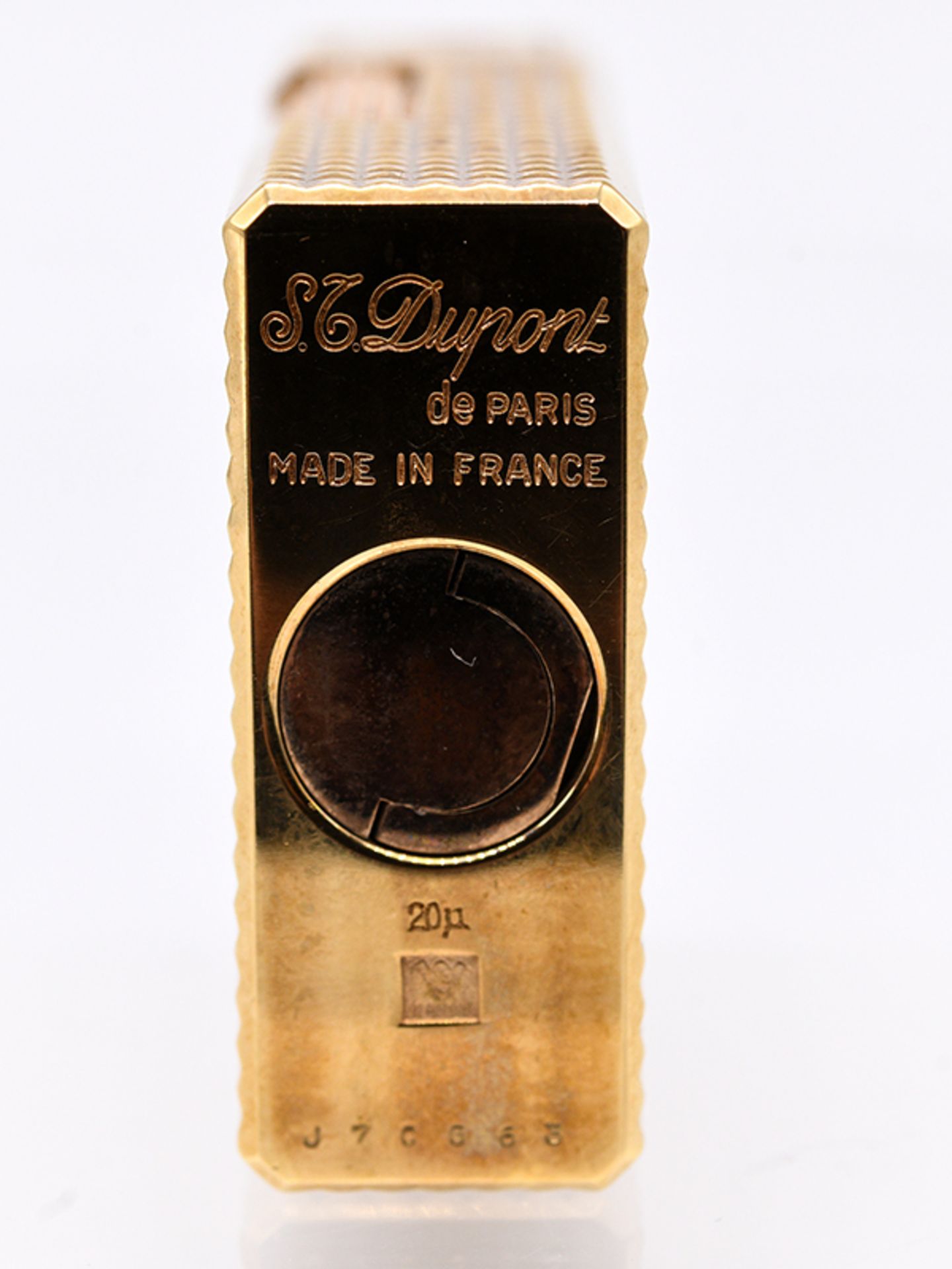 Feuerzeug, Dupont, Paris, 80- er Jahre. Vergoldet. Rechteeckige Kastenform mit umlaufendem - Bild 2 aus 3