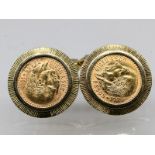 Paar Manschettenknöpfe mit mexikanischer 2 1/2 Pesos Münze, 20. Jh. Gesamtgewicht ca. 13,8 g.