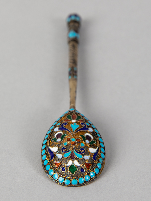 Zierlöffel mit Emaille-Cloisonné, St. Petersburg (Russland), 1896 - 1908. - Image 4 of 5