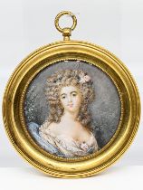 Miniaturenmalerei "Damenbildnis im Rokokostil" (wohl Bildnis der Prinzessin de Lamballe), wohl Frank