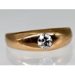 Bandring mit Altschliff-Diamant ca. 0,20 ct, um 1900.