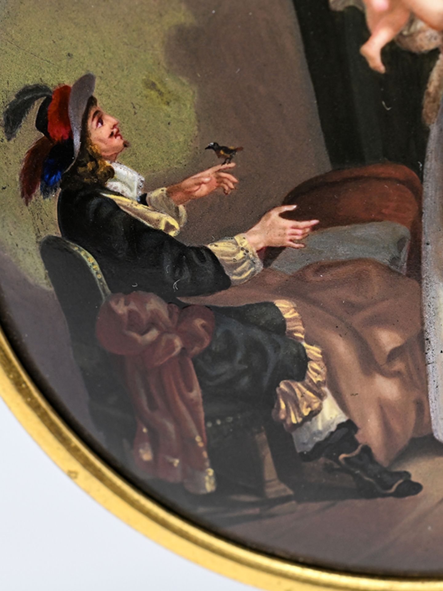Miniaturmalerei nach niederländischem Genremotiv des 17. Jh., 2. Hälfte 19. Jh. - Image 4 of 5