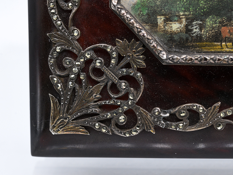 Tischbox mit Silber- und Markasiten-Besatz, wohl Frankreich oder England, 19. Jh. (Marriage). - Image 8 of 11