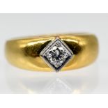 Bandring mit Brillant ca. 0,30 ct, Goldschmiedearbeit, 80- er Jahre.