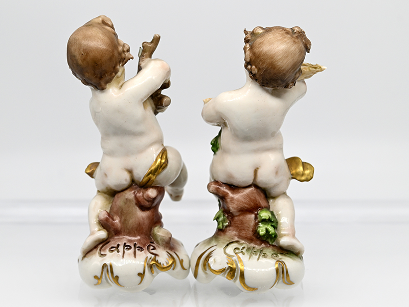 Paar Putto-Porzellanfiguren als Jahreszeiten-Allegorien, Entwurf v. Giuseppe Cappé, Capodimonte, Nea - Image 5 of 5