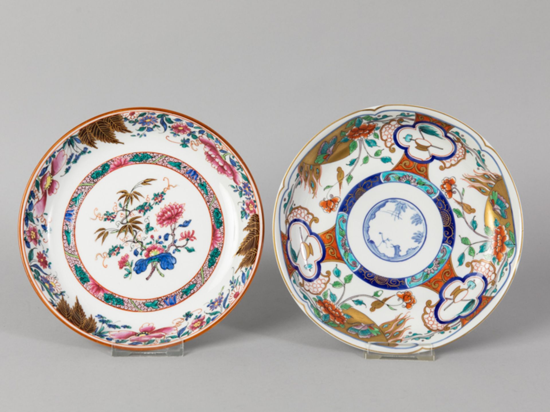 2 Rundschalen mit chinoisen Dekormalereien, Limoges u. "Atelier Camille Le Tallec"/Paris, 2. Hälfte 