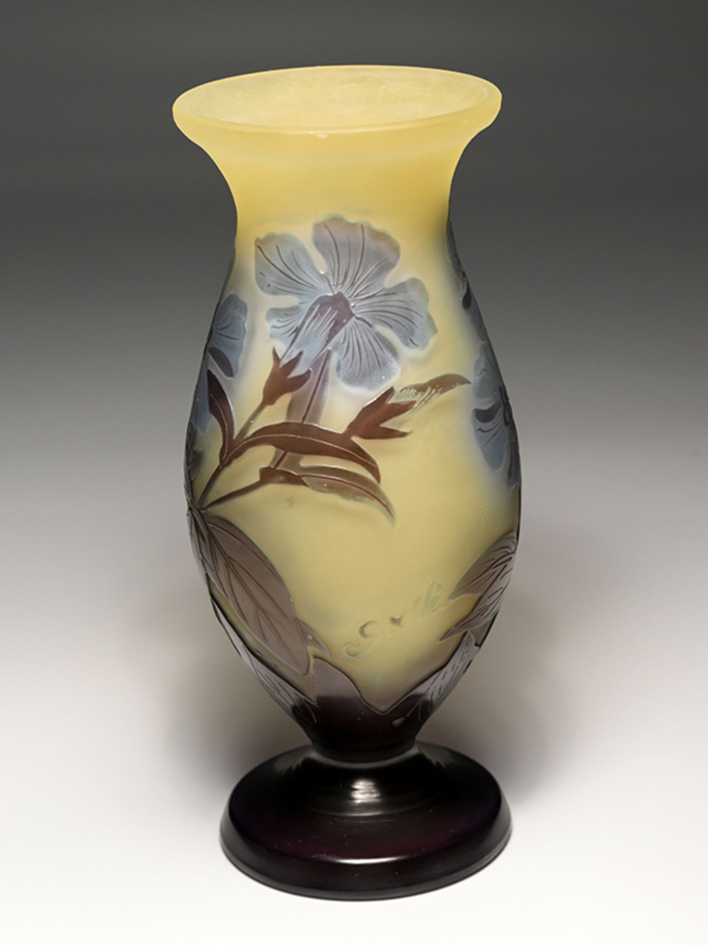 Kleine Art-nouveau-Vase "Pervenches", Emile Gallé-Werkstatt, Nancy, 1906 - 1914. - Image 3 of 8