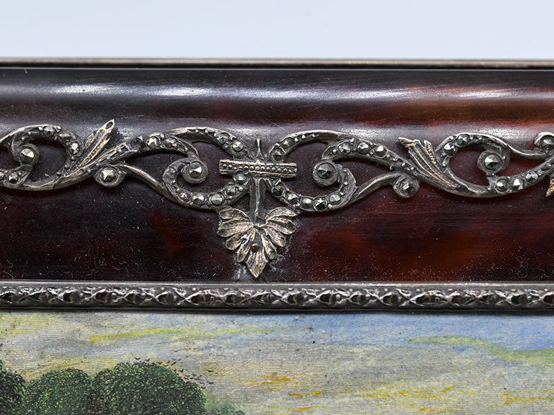 Tischbox mit Silber- und Markasiten-Besatz, wohl Frankreich oder England, 19. Jh. (Marriage). - Image 6 of 11