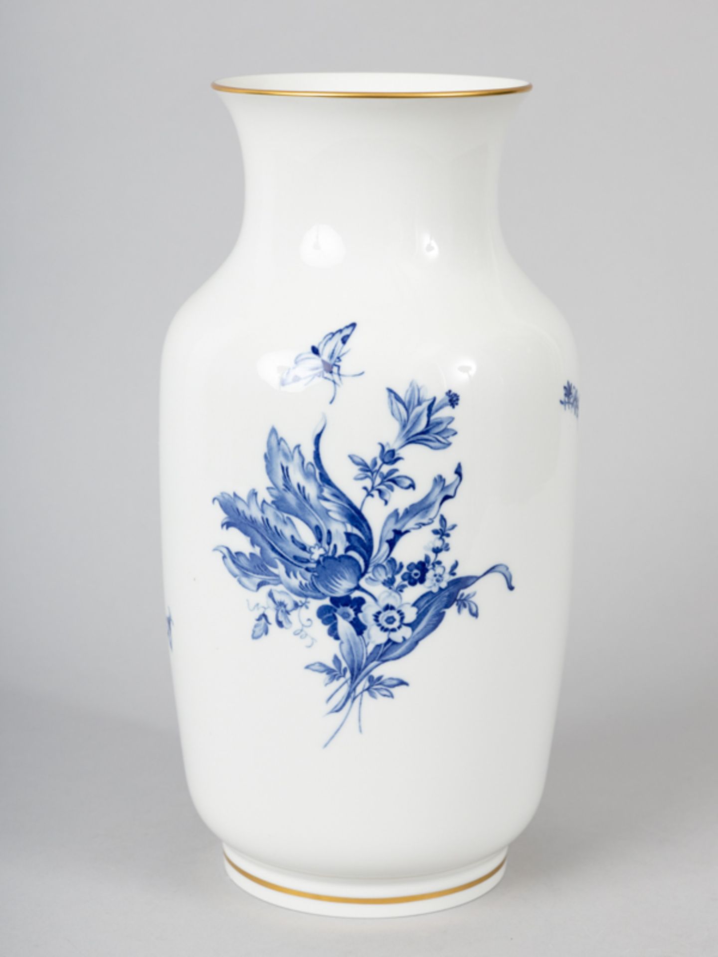 Vase Blaue Blume mit Insekten, Meissen, 20.Jh - Image 2 of 5