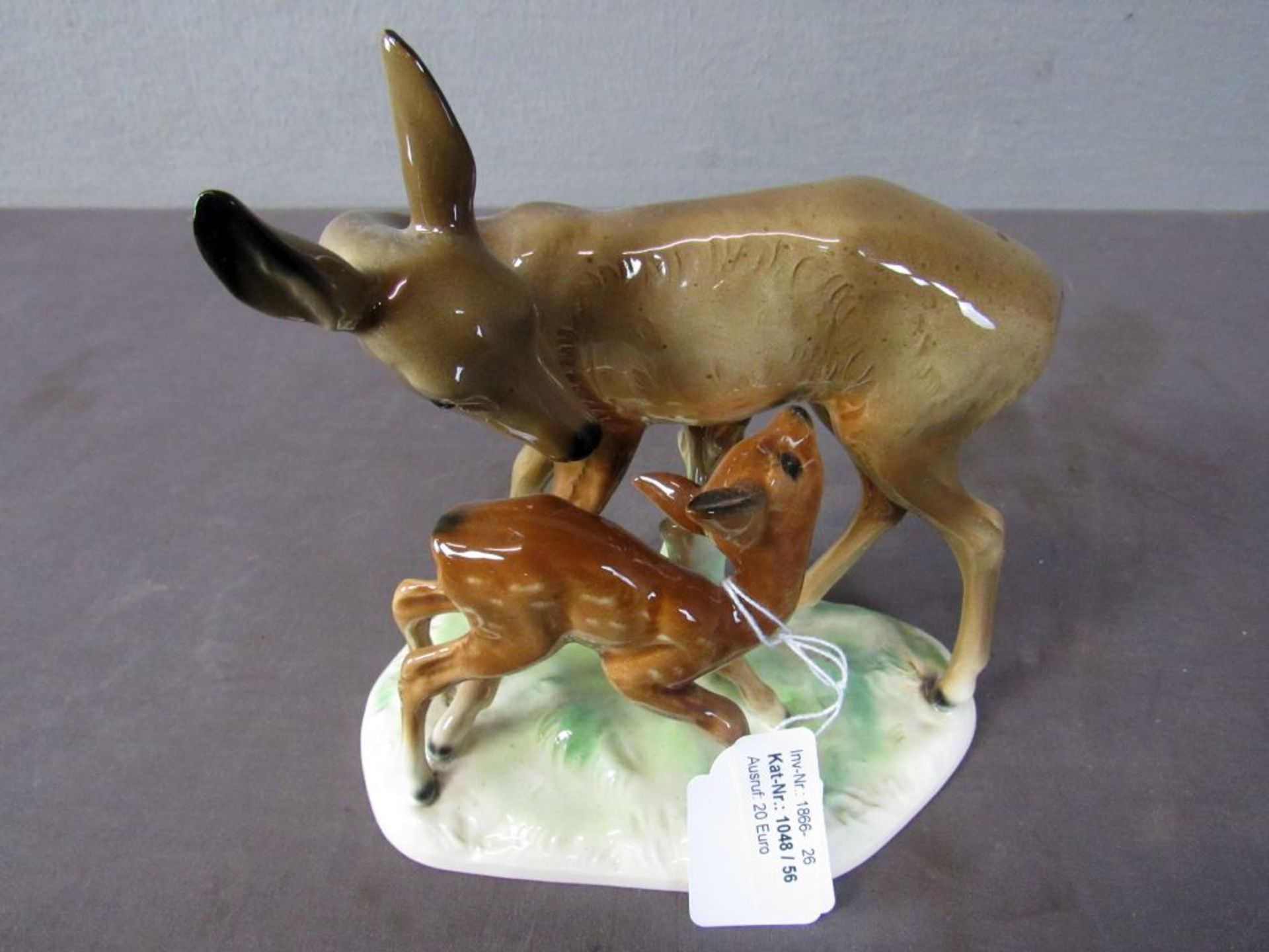 Porzellanfigur Reh mit Kitz gemarkt - Bild 2 aus 9