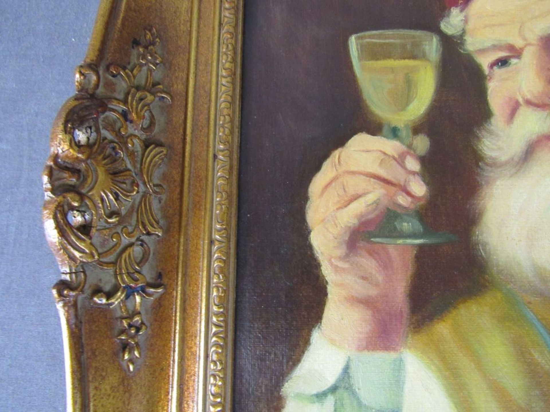 Öl Gemälde Mann bei Weinverkostung - Bild 5 aus 7