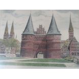 Colorierte Grafik Lübecker Holstentor