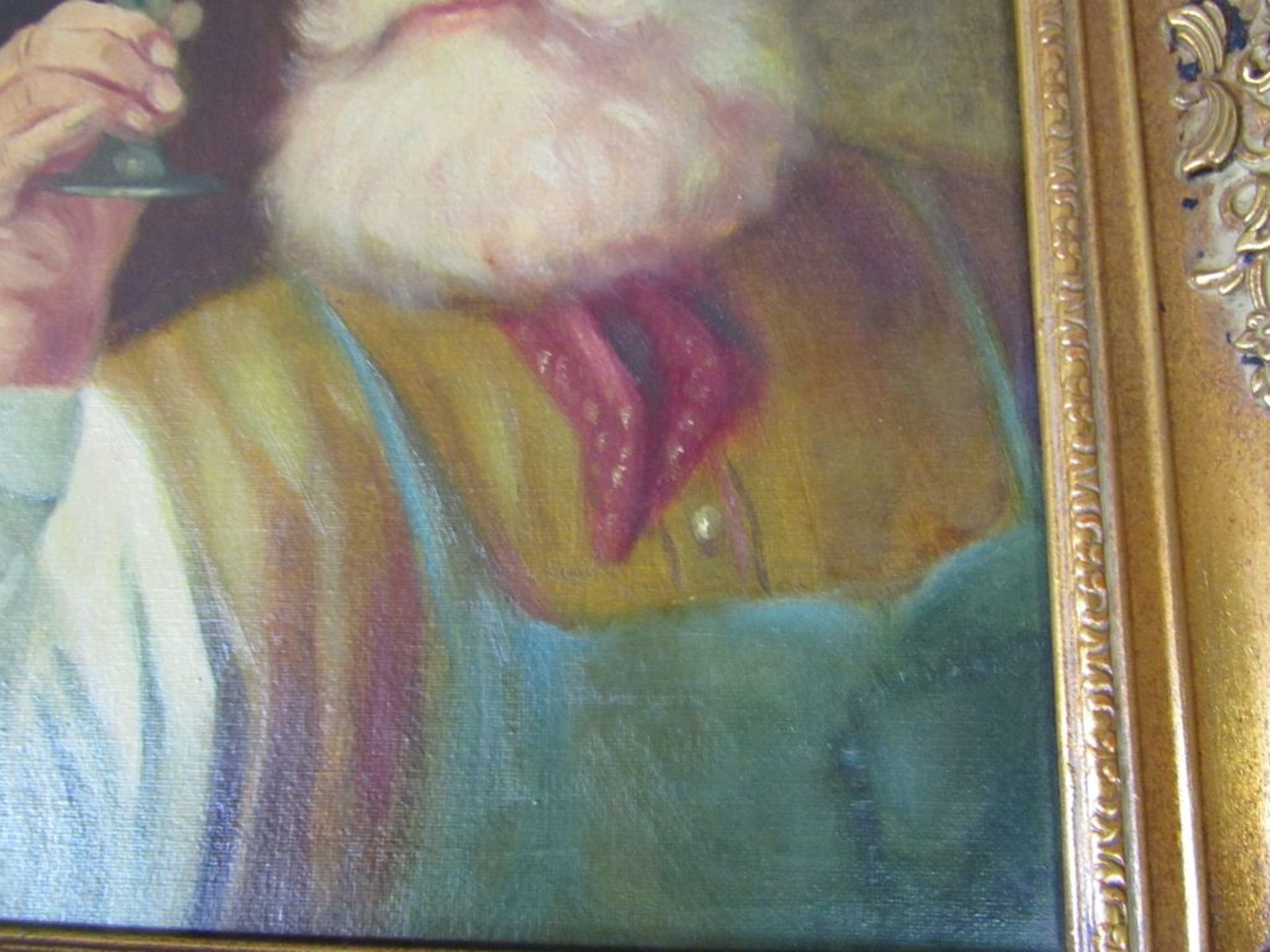 Öl Gemälde Mann bei Weinverkostung - Bild 6 aus 7