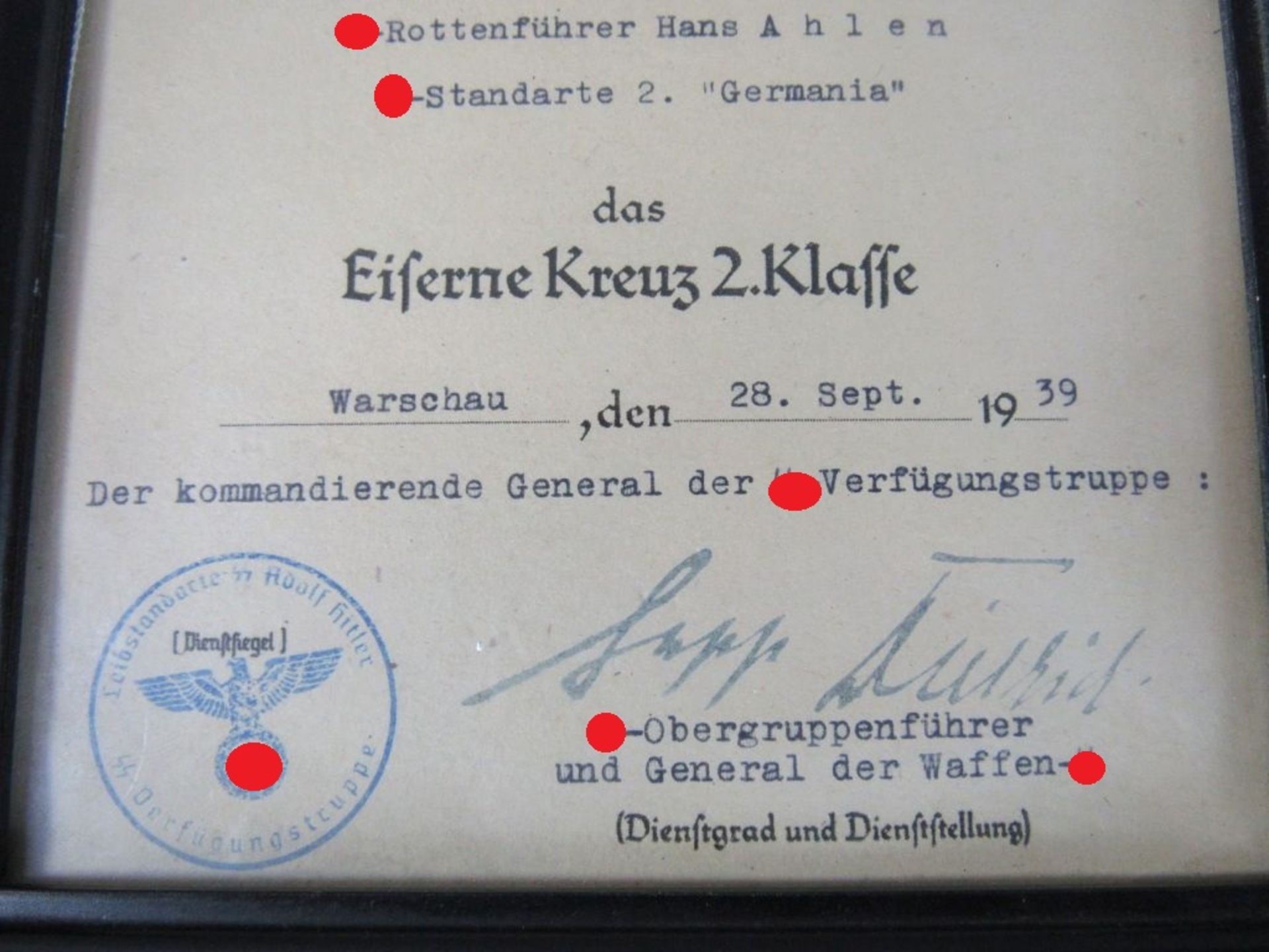 Urkunde für das Eiserne Kreuz 2.Klasse - Bild 3 aus 6