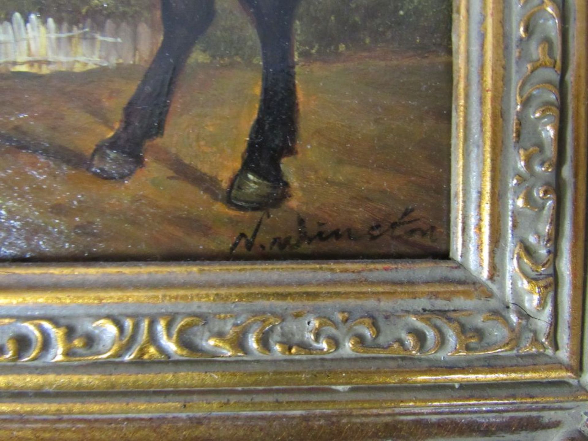 Gemälde Pferd Öl auf Pappe - Bild 3 aus 8