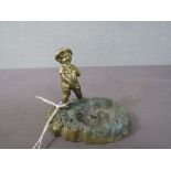 Bronze Schale mit Figur Junge, Frosch