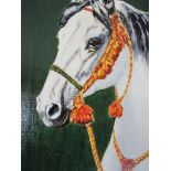 Gemälde Öl auf Pappe Darstellung Pferd