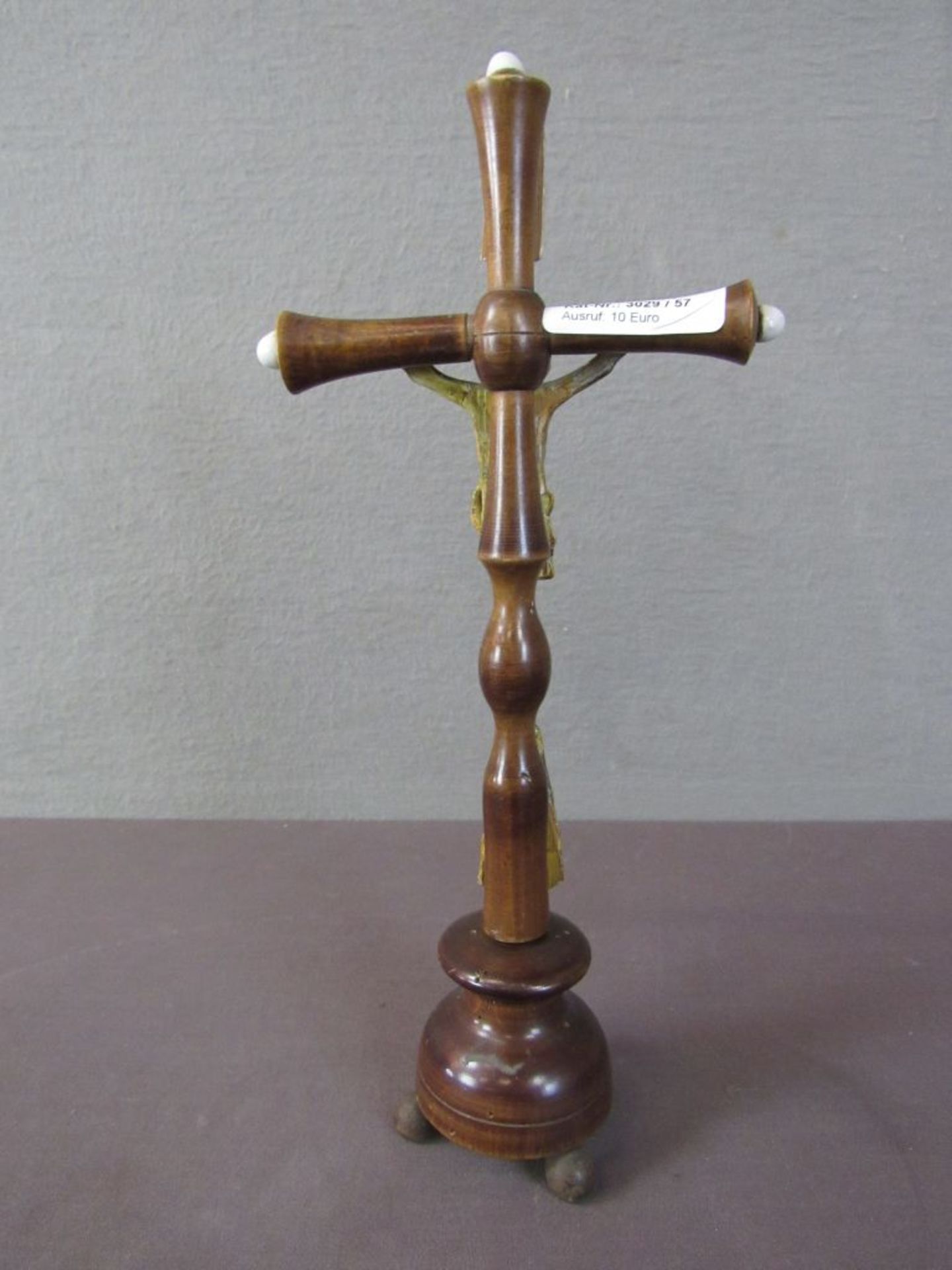Antikes Kruzifix auf Sockel 36cm - Bild 6 aus 6