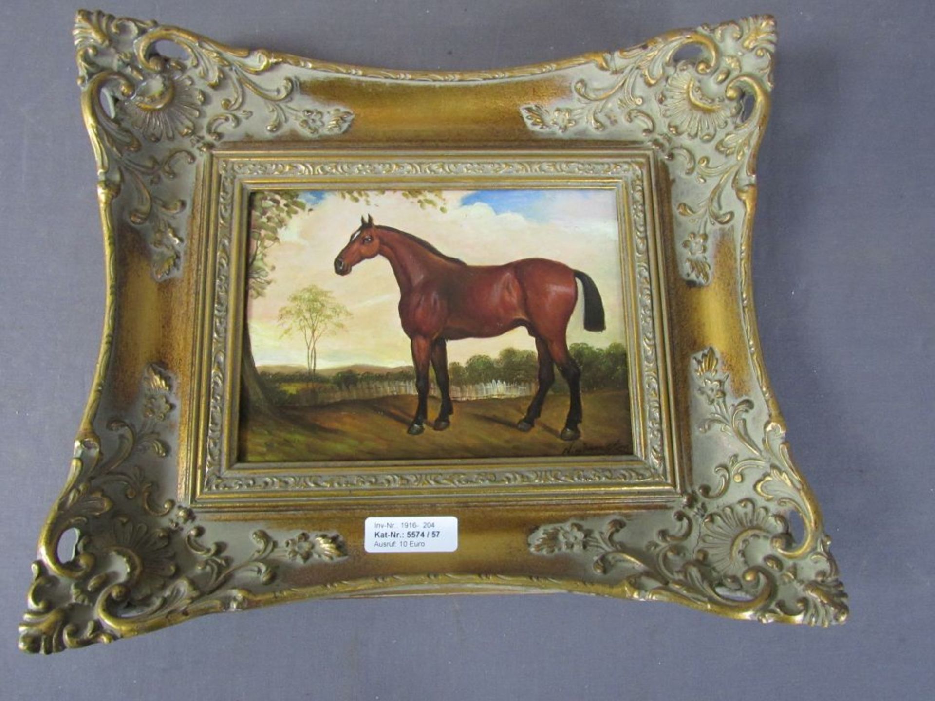 Gemälde Pferd Öl auf Pappe - Bild 2 aus 8