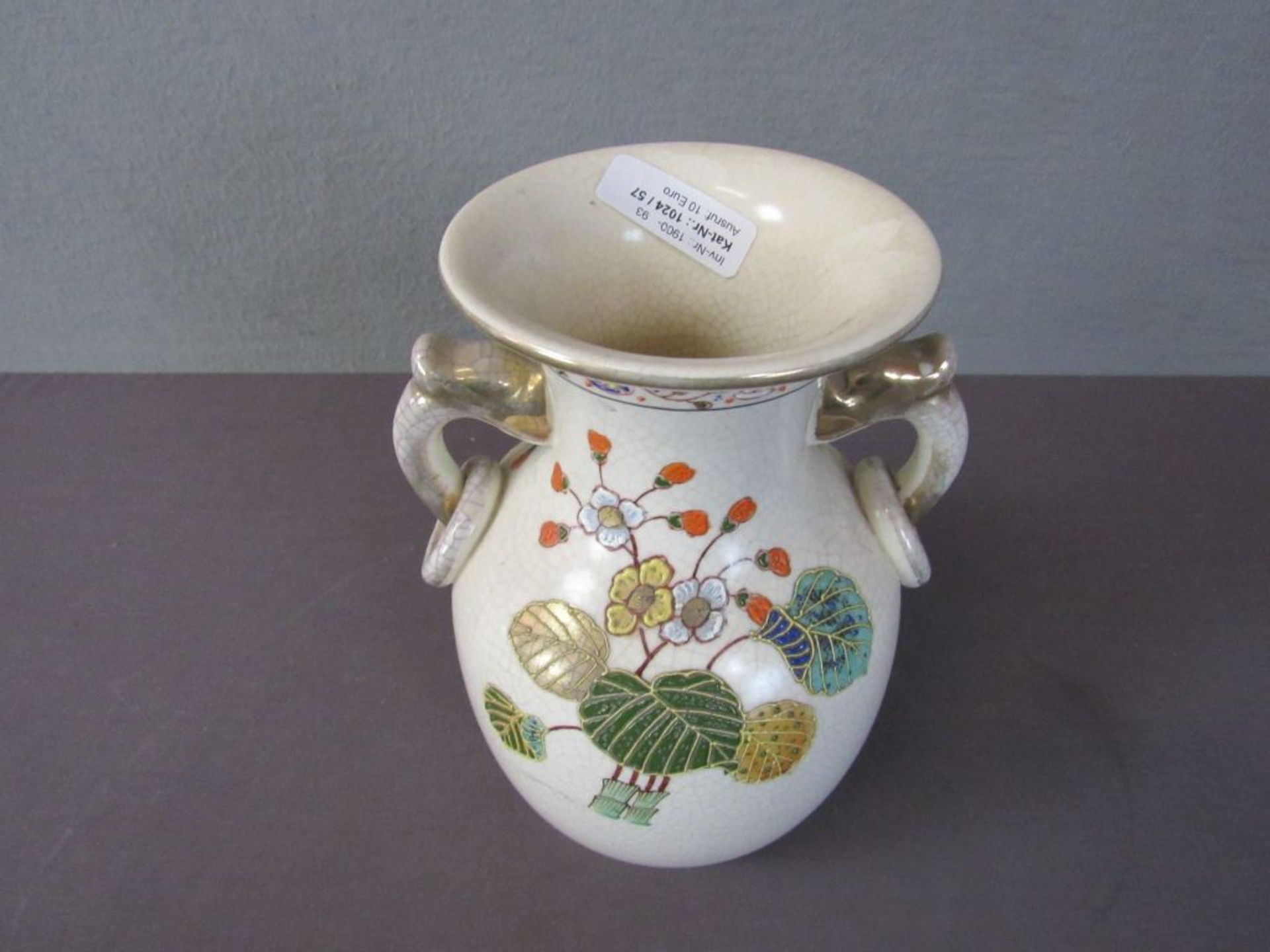 Antike Henkelvase asiatisch lasierte - Bild 2 aus 6