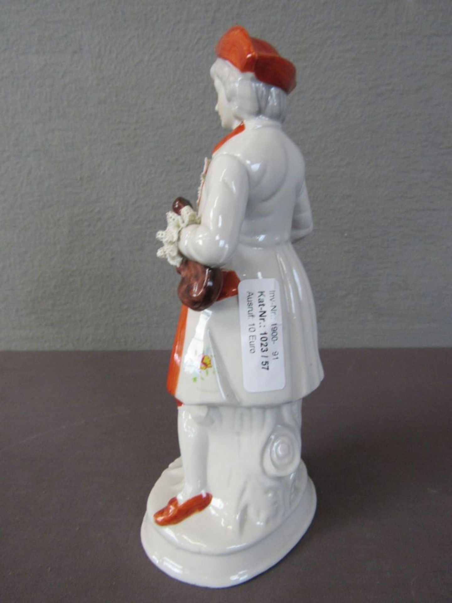 Porzellanfigur Jüngling mit Laute 25cm - Bild 4 aus 5