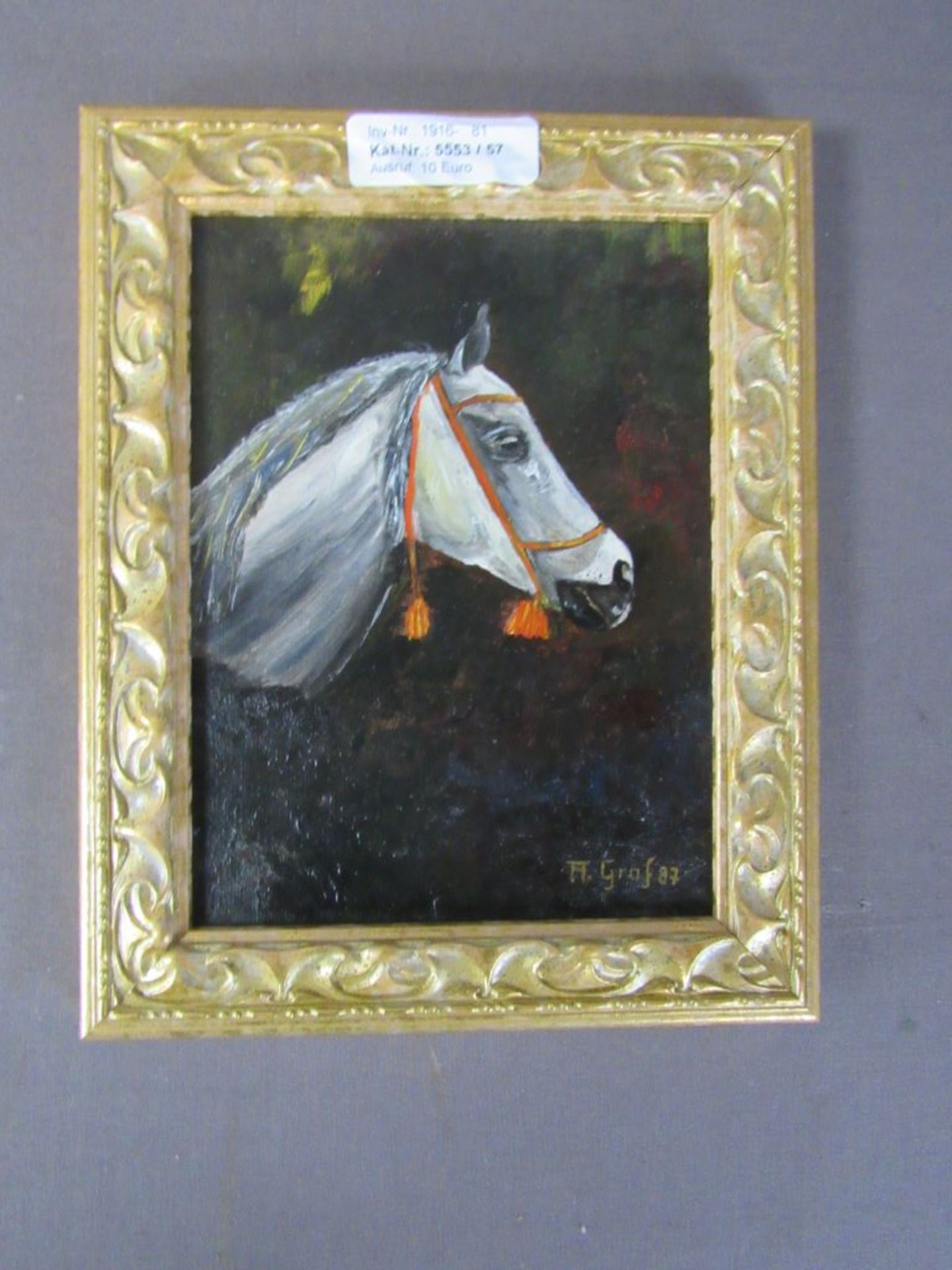 Gemälde Darstellung Pferd gerahmt Öl - Image 2 of 7