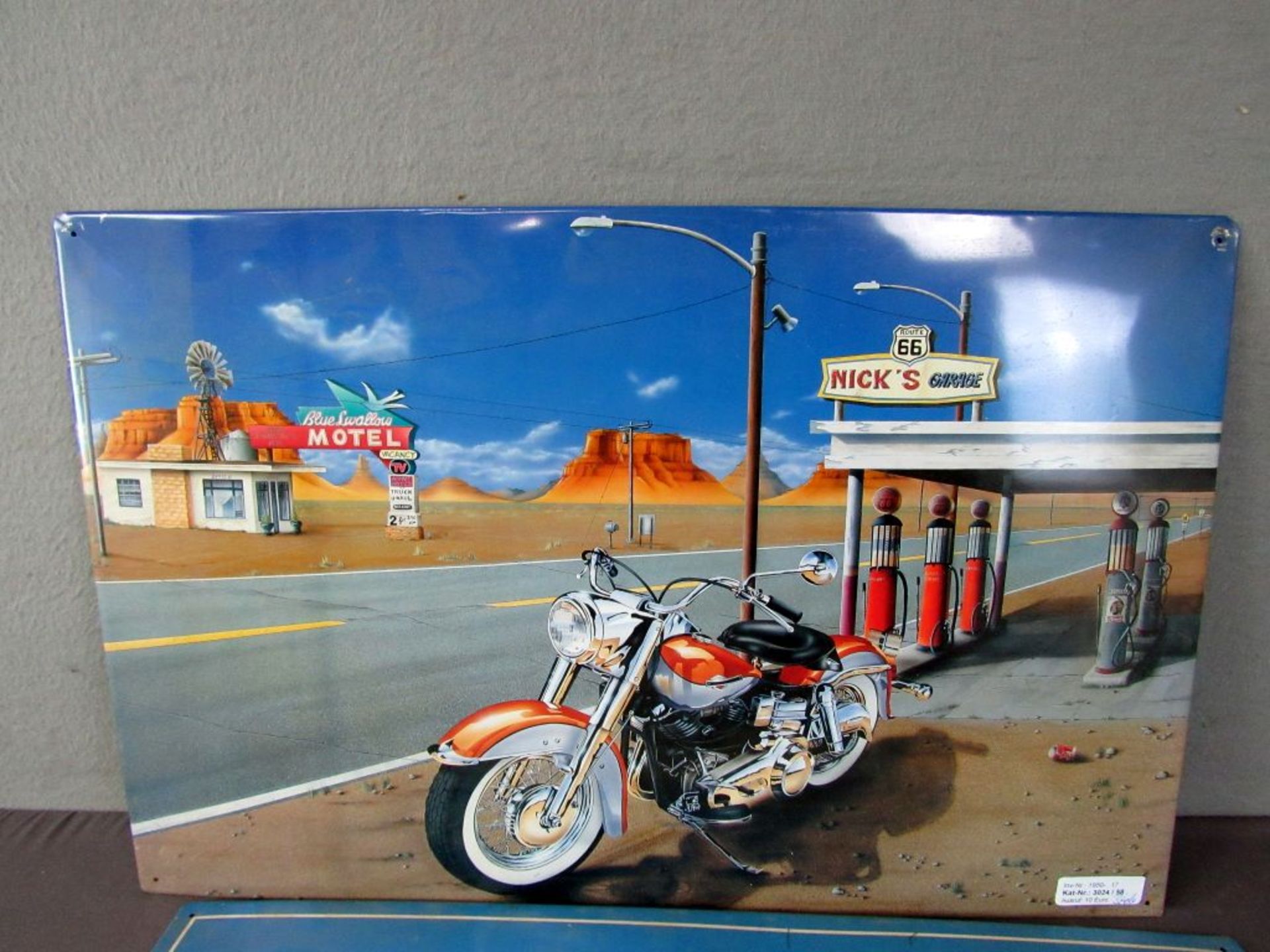 Drei Blechschilder Motorrad und Autos - Image 4 of 8