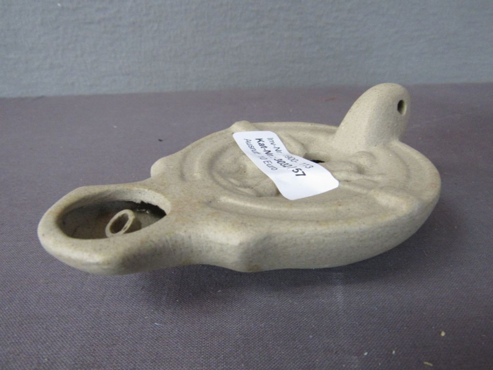 Keramik Öllampe unterseits signiert - Image 4 of 5