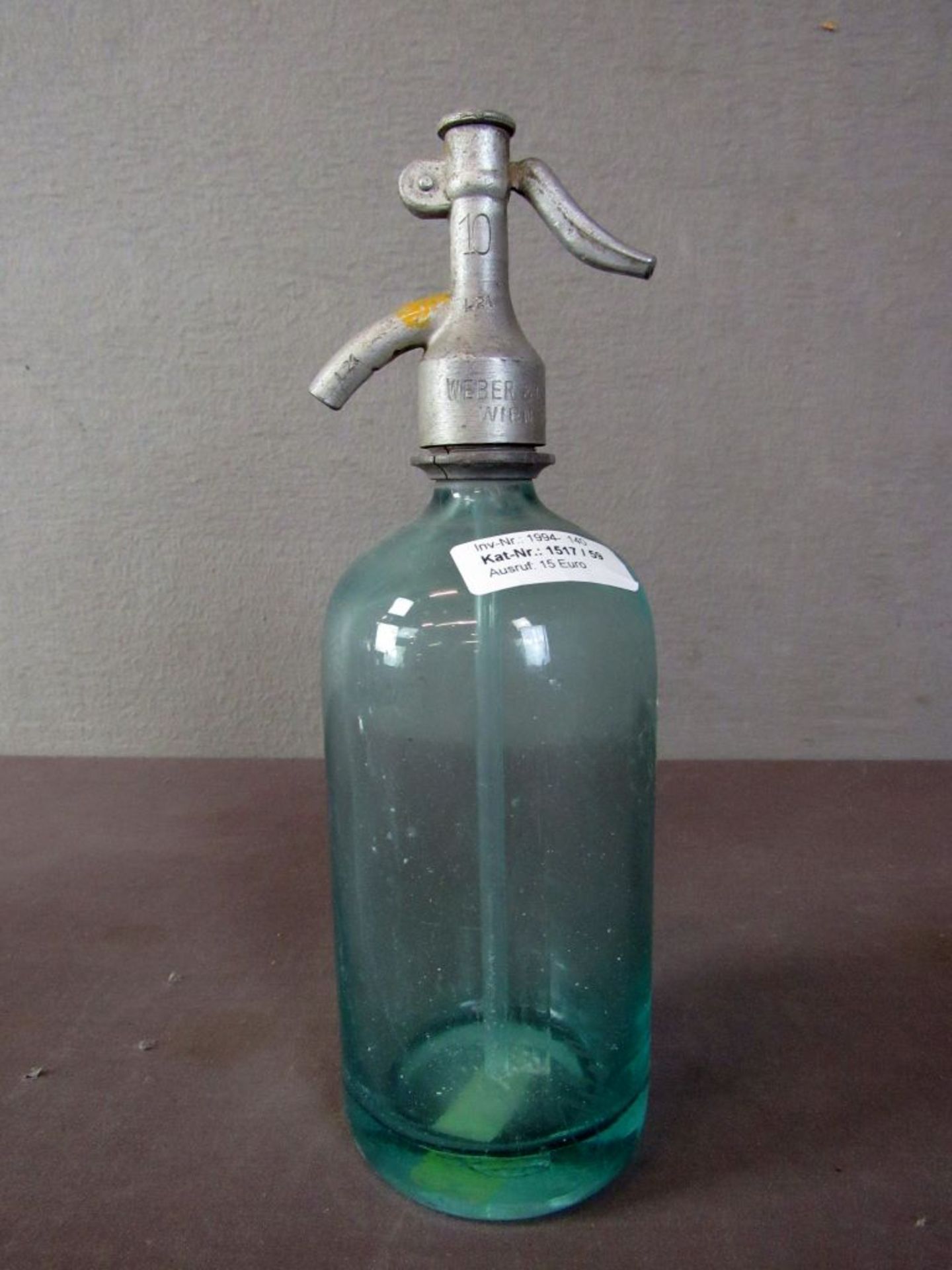 Antiker Sodaspender Glas mit Ätzung