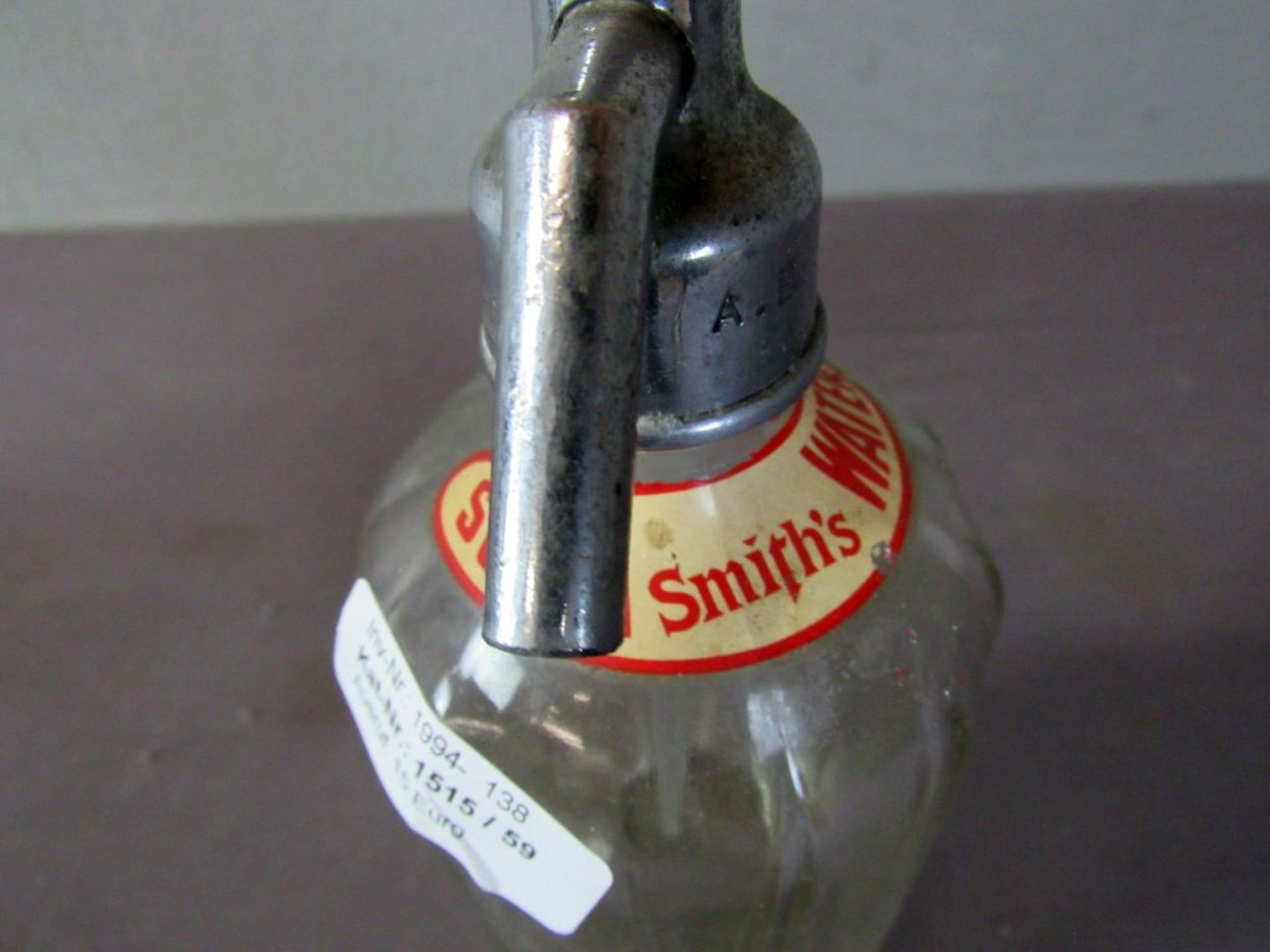 Antiker Sodaspender Glas mit Ätzung - Bild 3 aus 6
