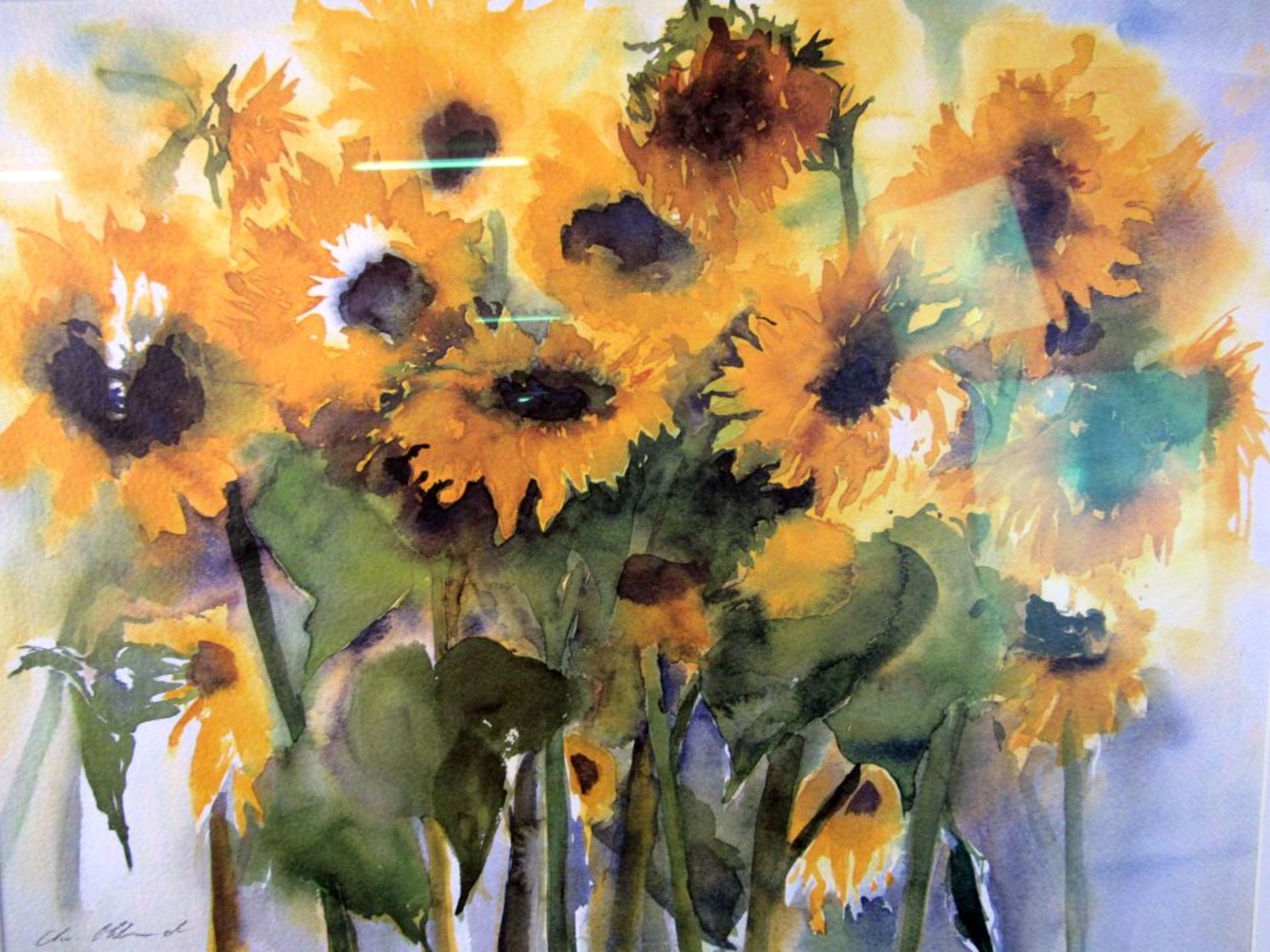 Aquarell Sonnenblumen unleserlich