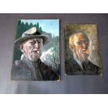 2 Portraits Öl auf Pappe 38x25 und