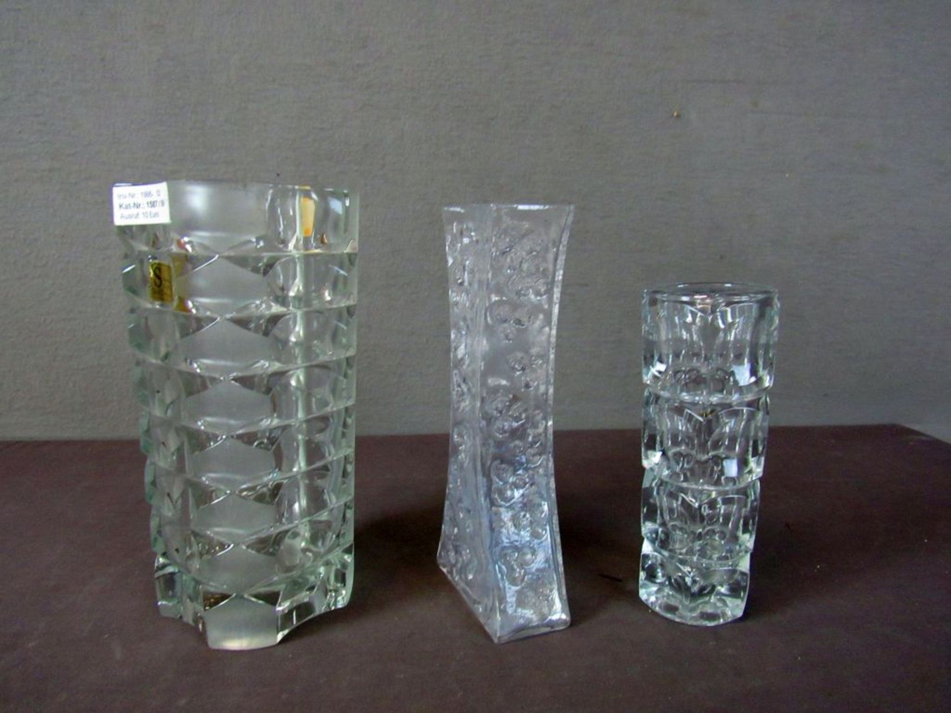 3 Vintage Kristallglas Vasen - Image 5 of 5