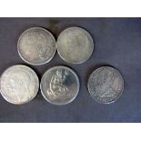 5 alte Münzen von 1878 bis 1937