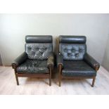 Mid Century zwei Sessel schwarzes