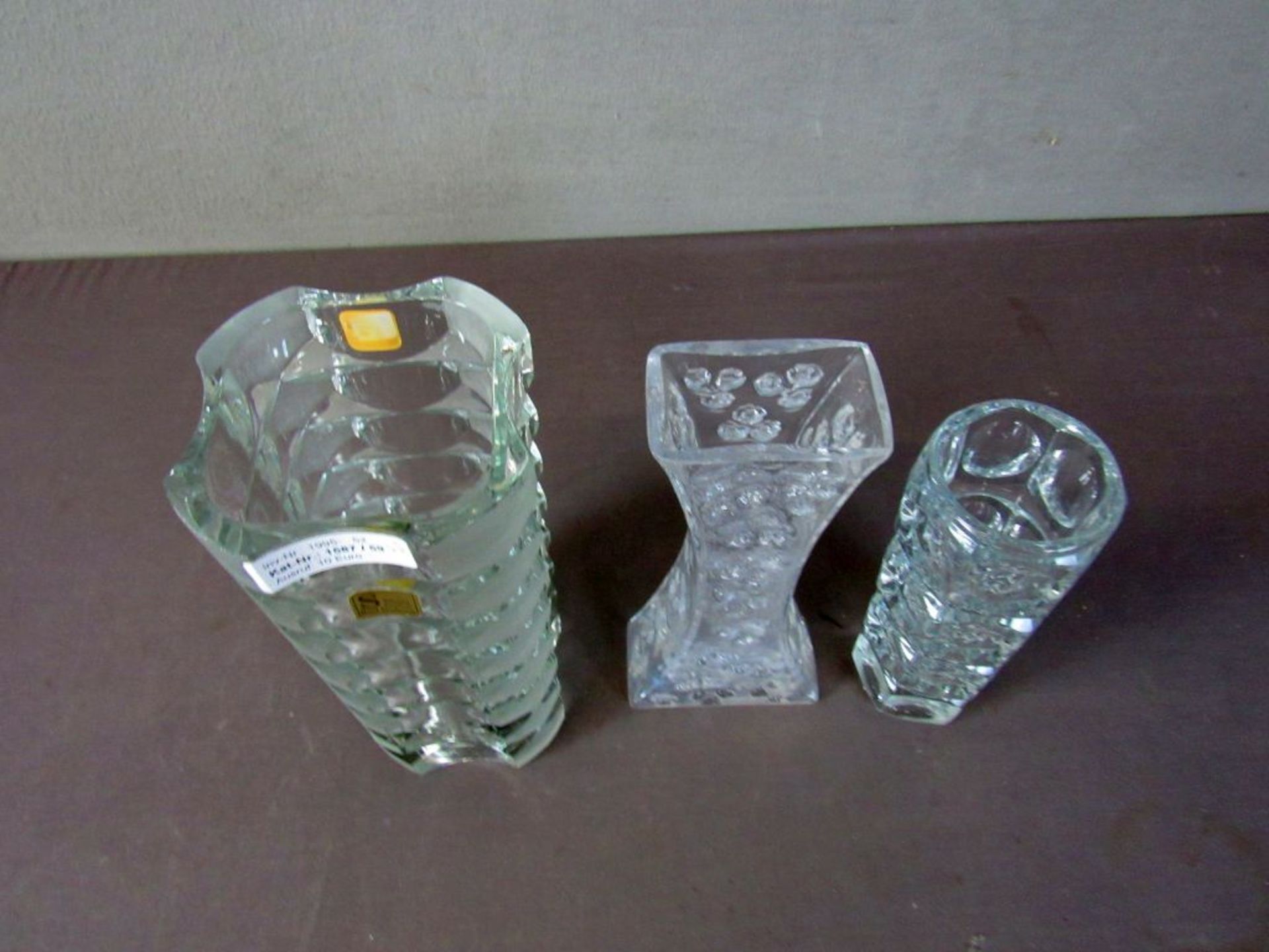 3 Vintage Kristallglas Vasen - Image 2 of 5