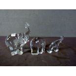 Drei Glasskulpturen Elefanten 9,5-17cm