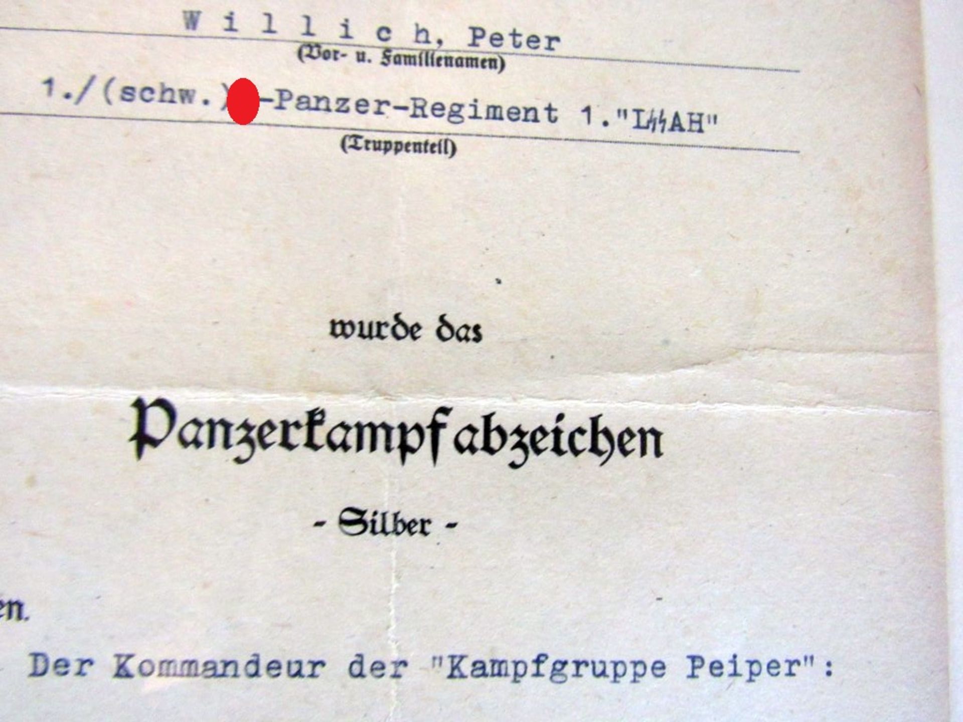 Besitzzeugniss Panzerkampfabzeichen in - Image 5 of 6