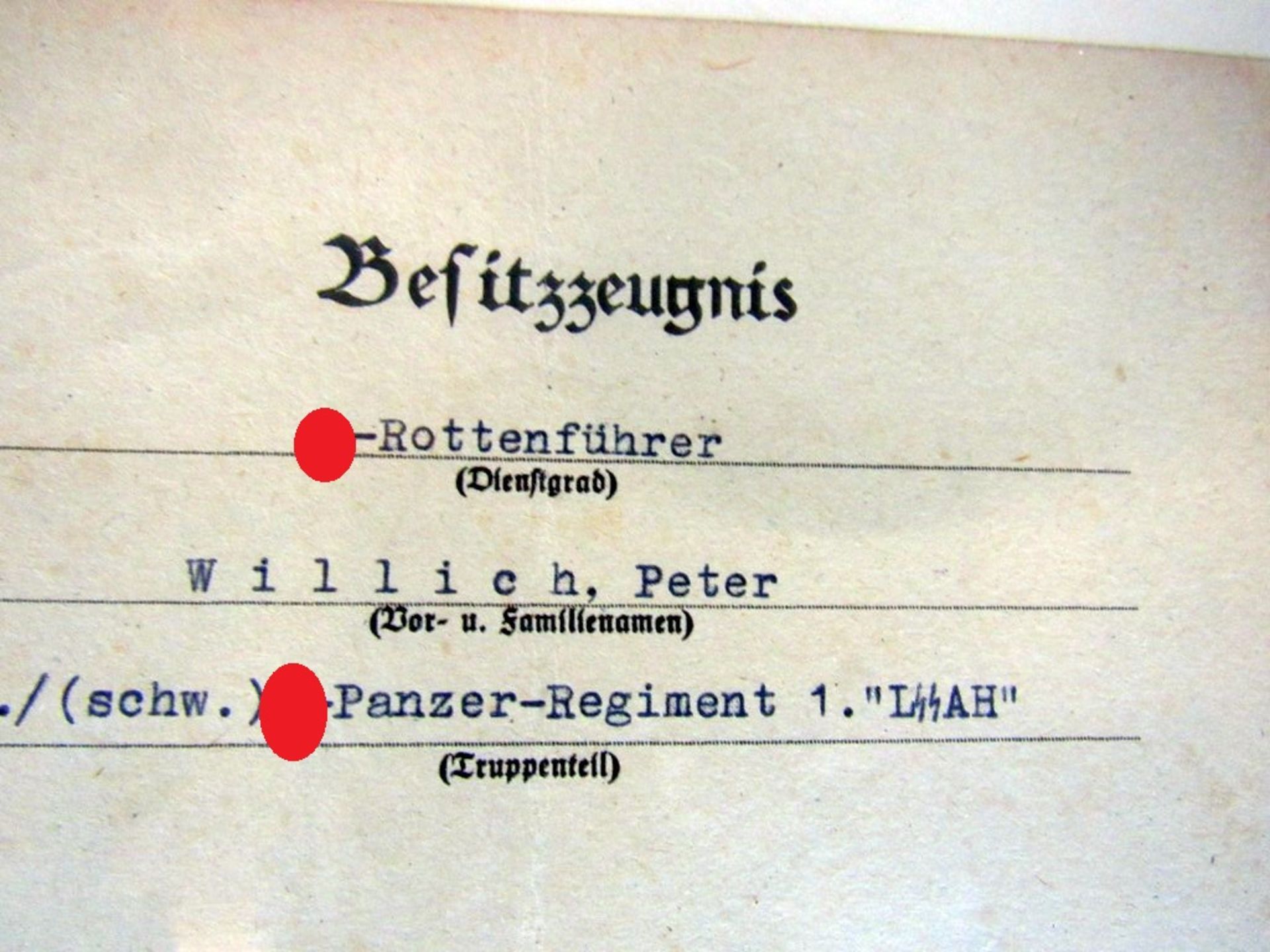 Besitzzeugniss Panzerkampfabzeichen in - Image 3 of 6