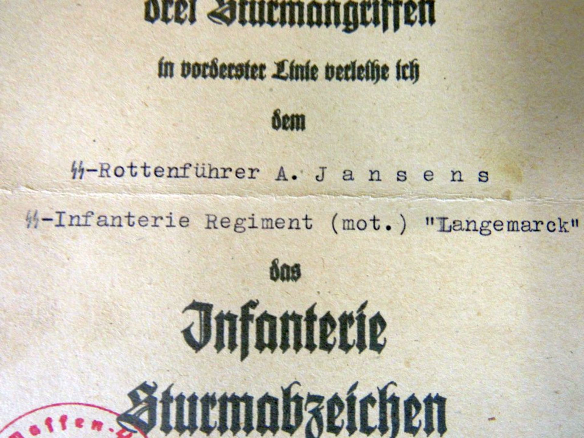 Urkunde SS für das Infanterie - Image 3 of 6