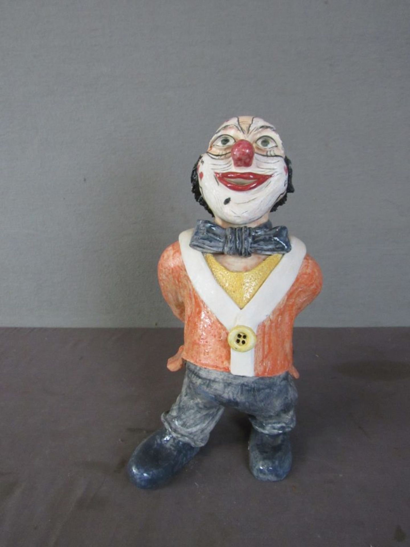 Skulptur lasierte Keramik Clown