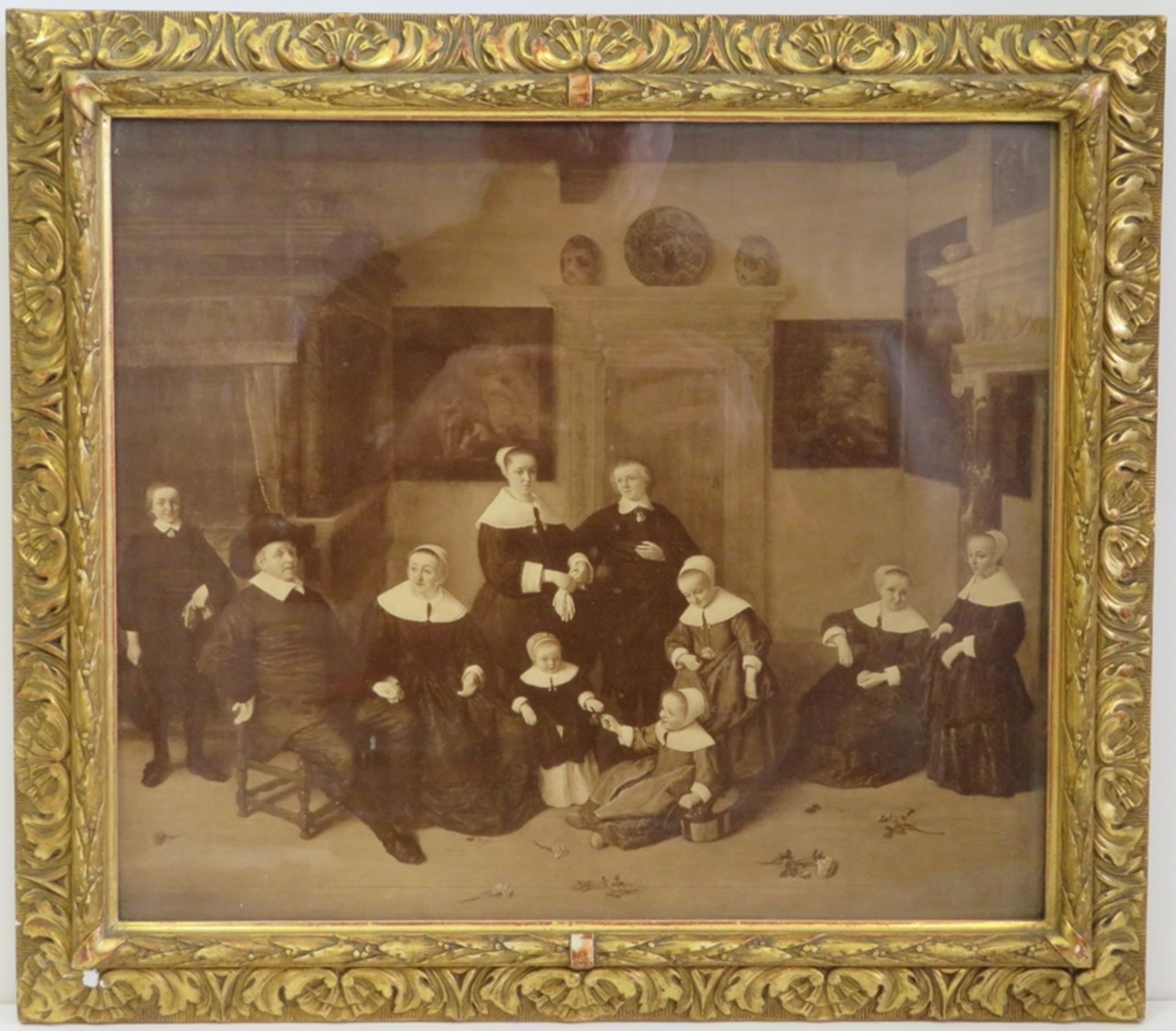 Foto im vergoldeten Stuckrahmen, Familie van Ostade, 45,5 x 52 cm.
