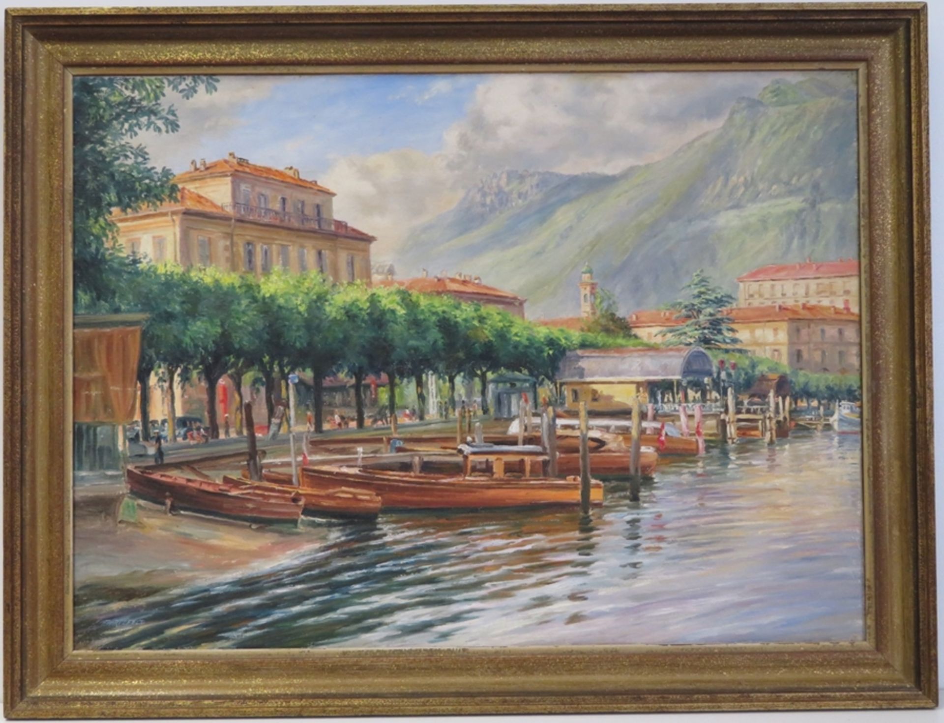 Wirtzfeld, "Hafen in Lugano (Debarcadero)", li.u.sign., Öl/Leinwand, 57 x 77 cm, R. [68 x 89 cm] - Bild 2 aus 2