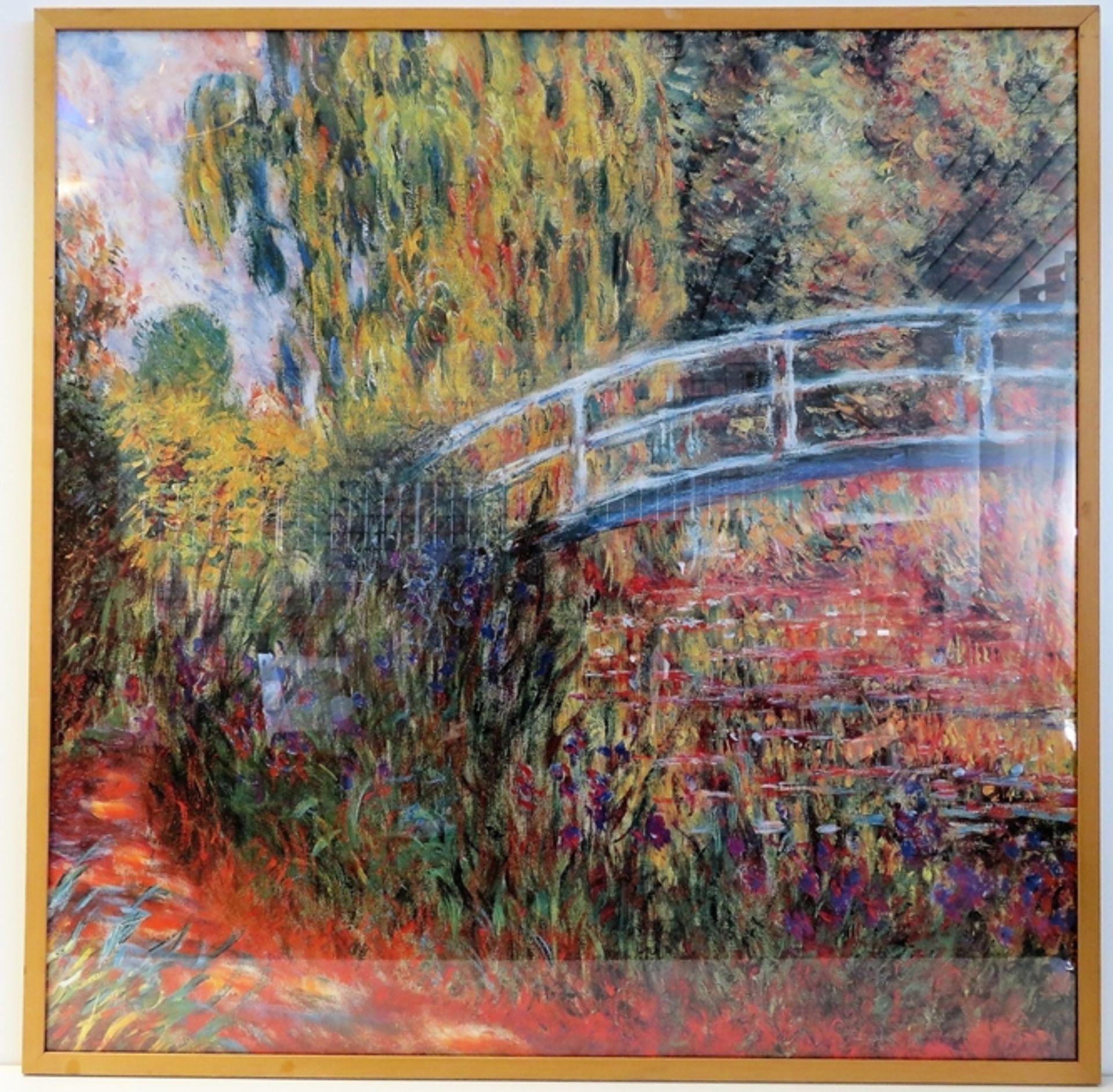 Kunstdruck im Rahmen, "Japanische Brücke im Garten von Giverny" von Claude Monet, 94 x 94 cm, R. [9