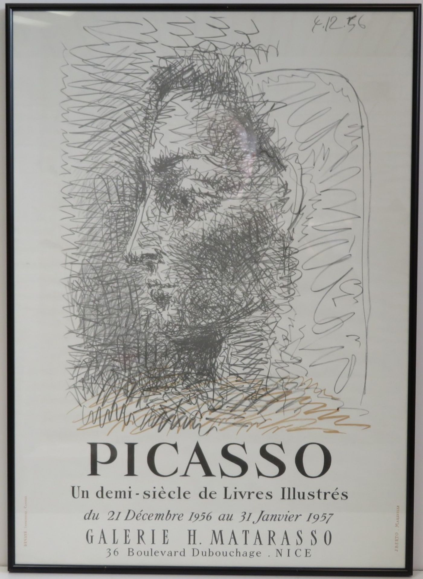 Picasso Ausstellungsplakat, Galerie H. Matarasso, 1957, Druck von Tevaye, 70 x 51 cm, R.