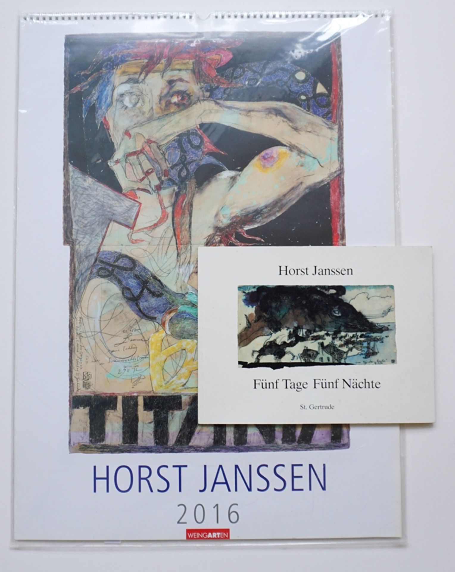 Konvolut Horst Janssen (1929, Hamburg - 1995, ebd.), 2 Farboffset-Prints, Buch und Kalender, 1981-2