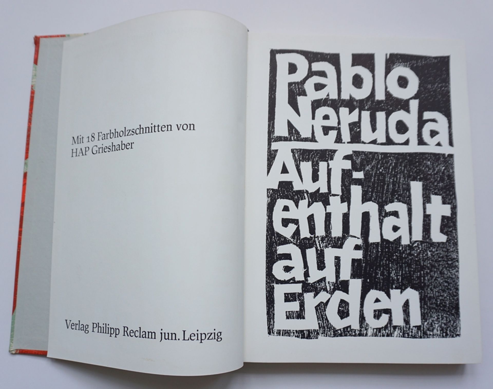 Pablo Neruda, "Aufenthalt auf Erden", mit 18 Original-Farbholzschnitten von HAP Grieshaber, 1973 - Bild 4 aus 6