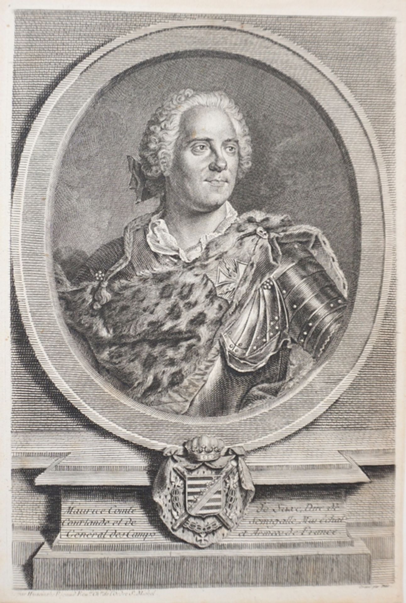 Gilles Edme Petit (1694-1760), „Graf Hermann Moritz von Sachsen“, 1. Hälfte 18. Jh., Kupferstich