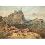 attr. Eduard Hildebrandt (1817/18-1869), Nationalpalast Pena in Sintra/PRT, 1849, Aquarell